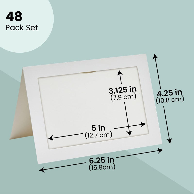 Paper Junkie BEST PAPER GREETINGS 48 Pack Photo Frame Cards with Envelopes, Notecards for 4x6 Picture Insert (Ivory) - Image 2